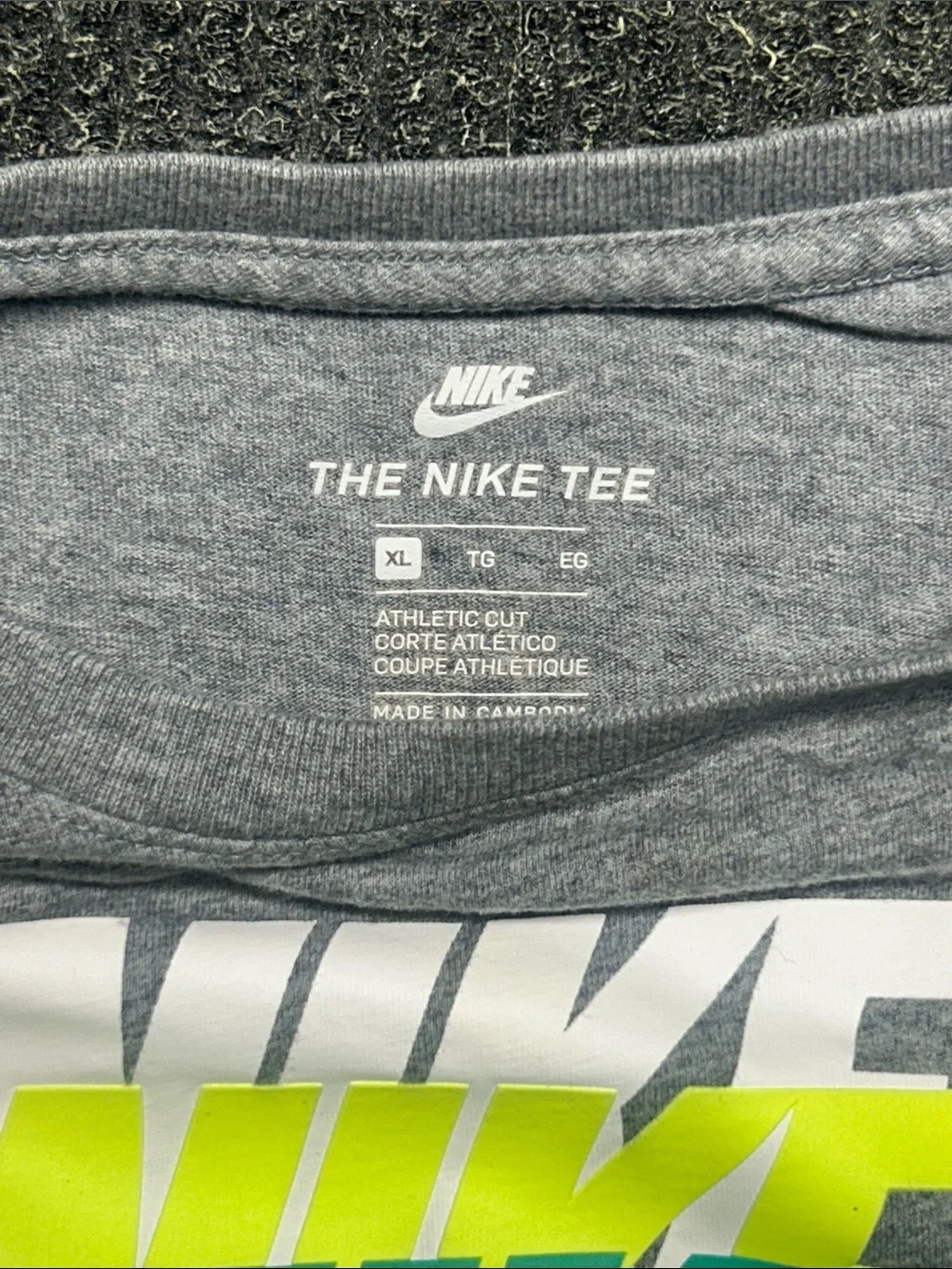 Nike Kids Light Gray T-Shirt with Green & Yellow Swoosh